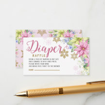 Snowflake-Blommigten Diaper Raffle Baby Shower