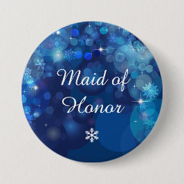 Snowflake Blue Bokeh Winter Brudens sida Knapp