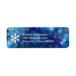 Snowflake Blue Bokeh Winter Returadress Etikett