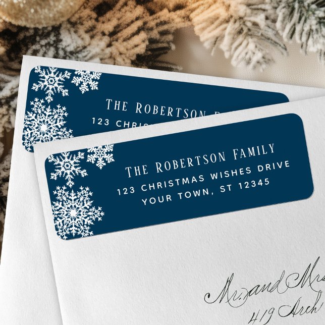 Snowflake Blue Christmas Holiday Return Address Returadress Etikett (Skapare uppladdad)