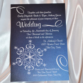 Snowflake Blue Elegance Winter Wedding Inbjudningar