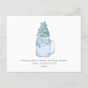 Snowflake Blue Milkshake God jul Helg Vykort