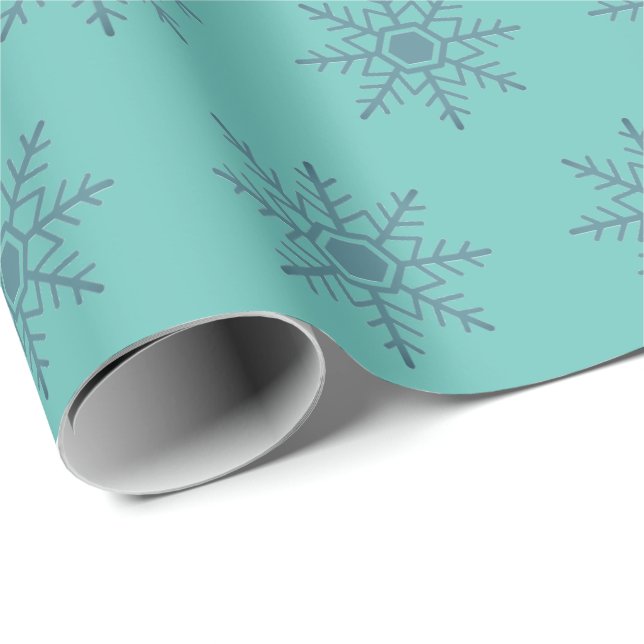 Snowflake Blue Mönster Motif Winter Presentpapper (Rullad Hörn)