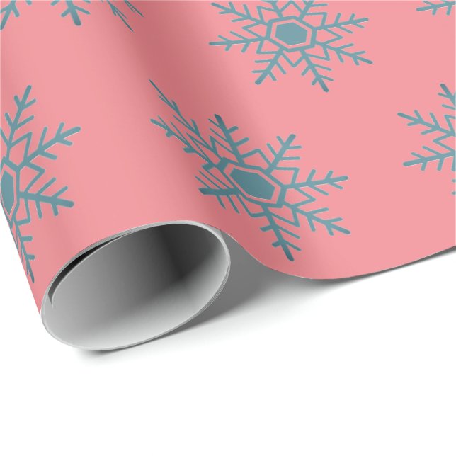Snowflake Blue Mönster Motif Winter Presentpapper (Rullad Hörn)