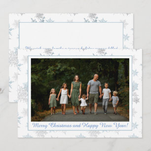 Snowflake Blue Silver Grått Winter Wonderland Phot Julkort