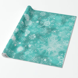 Snowflake Bokeh Teal Presentpapper