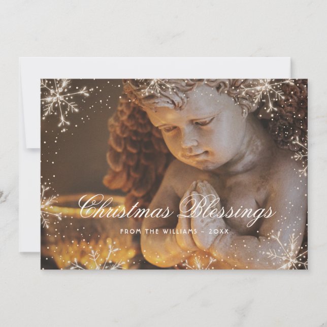 Snowflake Botanical Christmas Blessings Card Julkort (Framsida)