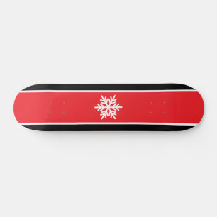 Snowflake Bright Red Black White Tävla Rand Mini Skateboard Bräda 18,5 Cm