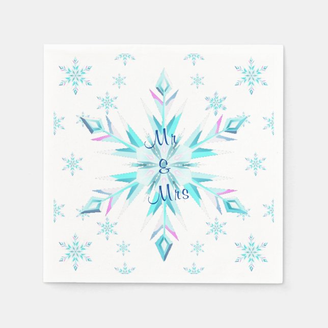 Snowflake Bröllop Napkins Pappersservett (Framsidan)