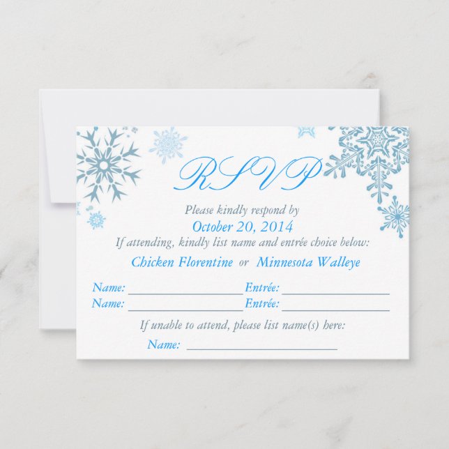 Snowflake Bröllop OSA Card (Malibu Silver) Kort (Framsida)