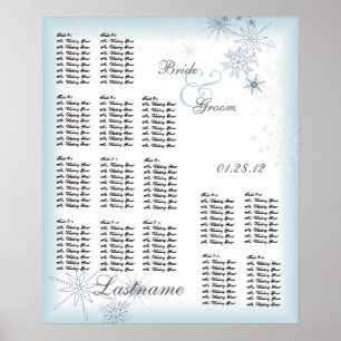Snowflake Bröllop Sittplatsdiagram Ice Blue Poster