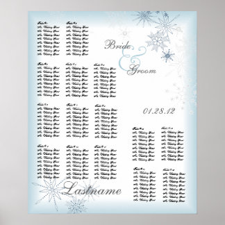 Snowflake Bröllop Sittplatsdiagram Ice Blue Poster