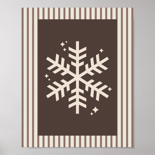 Snowflake Brown Striped Poster (Framsidan)
