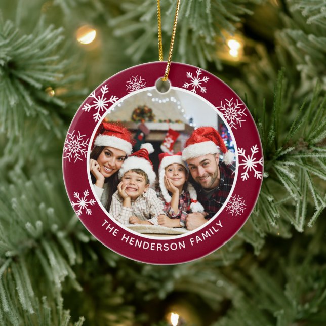 Snowflake Burgundy Underbart årstid Julgransprydnad Keramik (Träd)