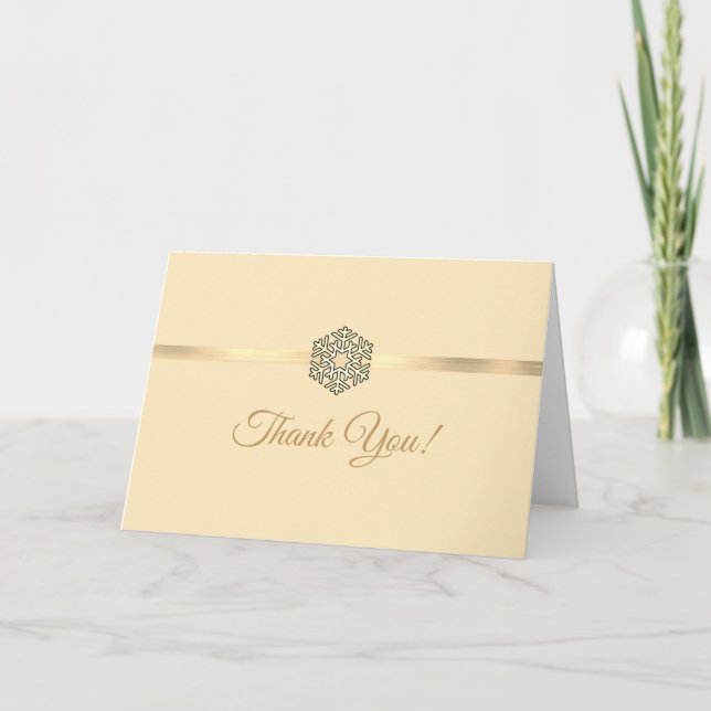 Snowflake, Business Promo Logotyp, Creme, Guld Ran Tack Kort (Framsida)