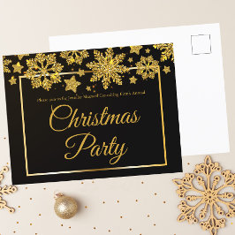 Snowflake-butiken Party Black Guld Inbjudan Vykort