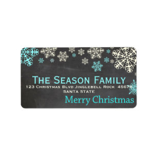 Snowflake chalkboard-juladressetikett adressetikett