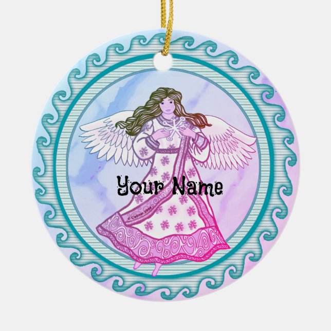 Snowflake Christian ängel Julgransprydnad Keramik (Framsidan)