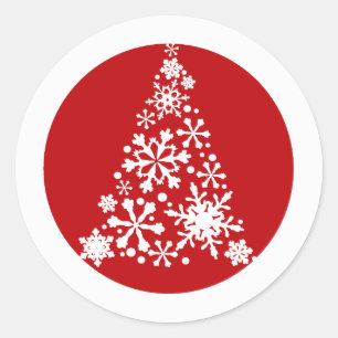 Snowflake Christimas Träd Runt Klistermärke