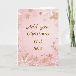 Snowflake Christmas Card Pink White Gold Kort