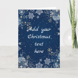 Snowflake Christmas Card White and Blue  Kort