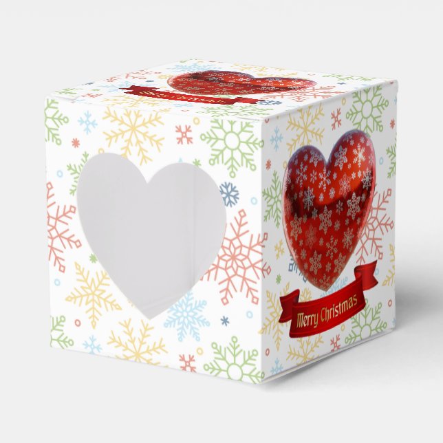 Snowflake Christmas Heart Window Favor Box Presentaskar (Framsidan Sidan)