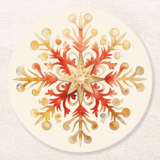 Snowflake Christmas Set of 6  Underlägg Papper Rund (Framsidan)