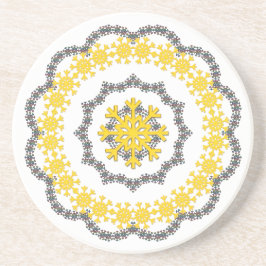 Snowflake Circle Guld RedGreen White Lacey Underlägg