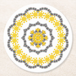 Snowflake Circle Guld RedGreen White Lacey Underlägg Papper Rund