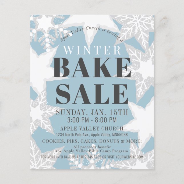 Snowflake Cookies Winter Bake Sale Blue Flyer (Framsidan)