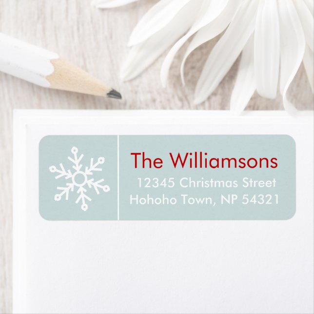 Snowflake Coordinate on Isig Blue Returadress Etikett (Insitu)