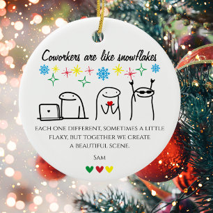 Snowflake Coworkers Meme Art Photo Office Gift Julgransprydnad Keramik