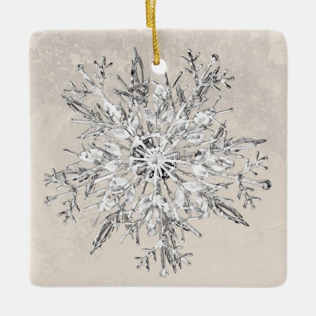 Snowflake Crystal Grunge Julgransprydnad Keramik (Framsida)