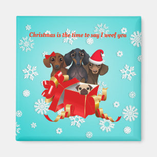 Snowflake Dachshund Decorative jul Magnet