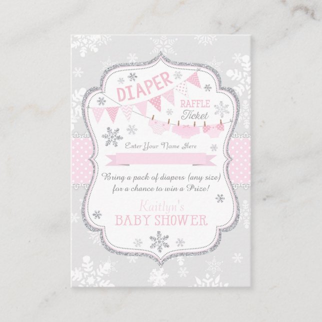 Snowflake Diaper och Tutu Raffle Biljett Tilläggskort (Framsida)