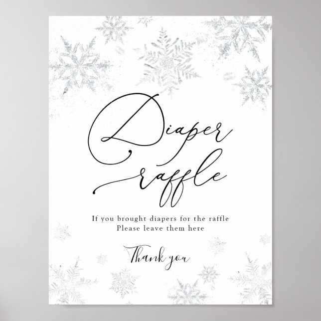 Snowflake Diaper Raffle Sign Poster (Framsidan)