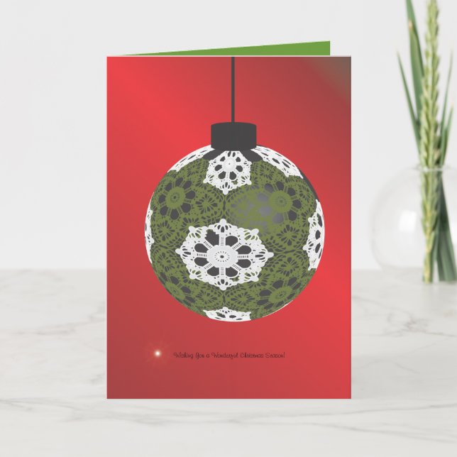 Snowflake Doilies på ett prydnadsjulkort Helgkort (Framsida)