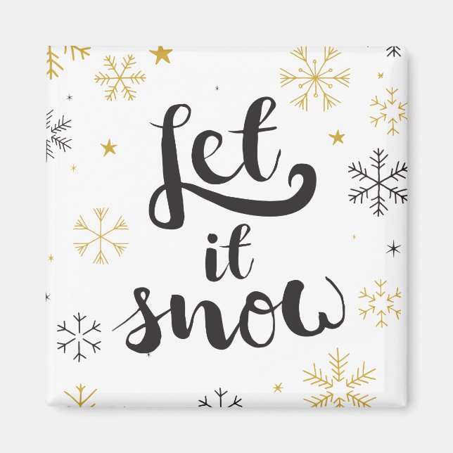 Snowflake Doodles jul Art julgrafik Magnet (Framsidan)