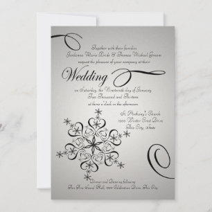 Snowflake Elegance Silver Winter Wedding Inbjudningar