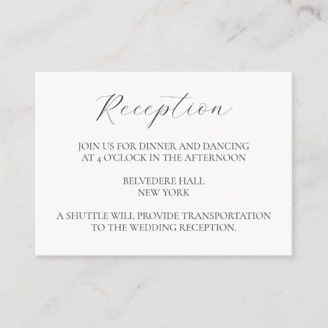 Snowflake Elegant Winter Wedding Reception Tilläggskort (Framsida)