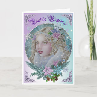 Snowflake fairy Christmas Yule greeting card Kort