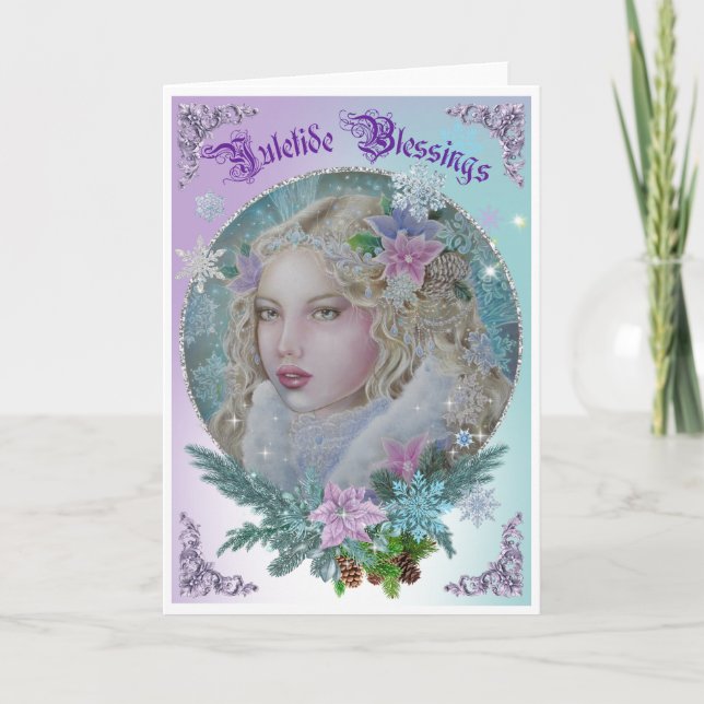 Snowflake fairy Christmas Yule greeting card Kort (Framsida)