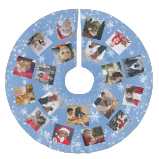 Snowflake Family Photo Collage jul Julgransmatta Borstad Polyester