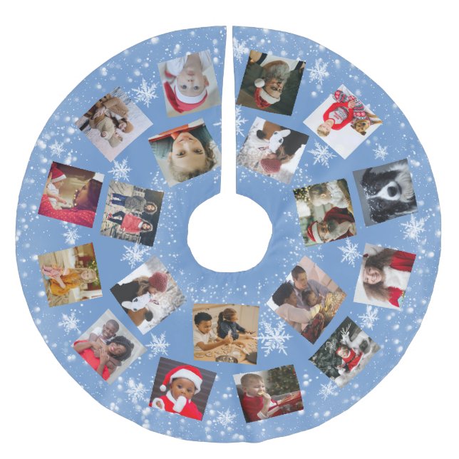 Snowflake Family Photo Collage jul Julgransmatta Borstad Polyester (Framsidan)