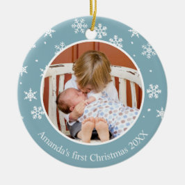 Snowflake First jul 2 Photo Anpassningsbar Julgransprydnad Keramik