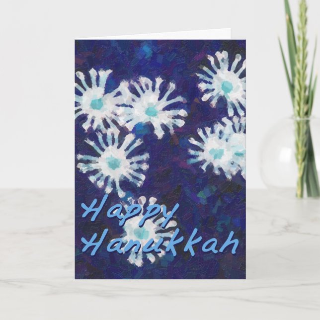 Snowflake Flower Hanukkah Blue Illustration Helgkort (Framsida)