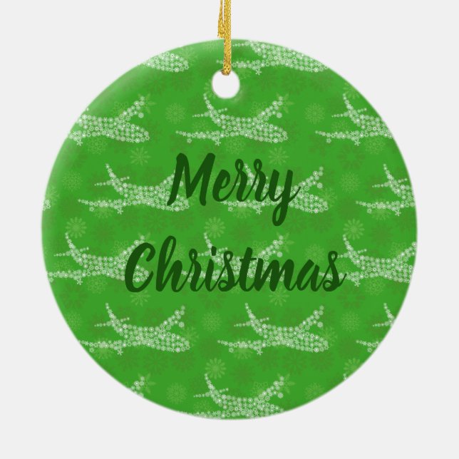 Snowflake-flygplan Julgransprydnad Keramik (Baksidan)