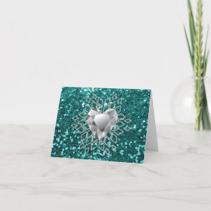 Snowflake för hjärta för diamant för helgkort