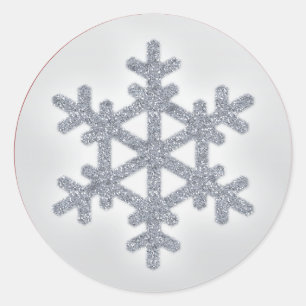 Snowflake för silverFAUXglitter med den röda Runt Klistermärke