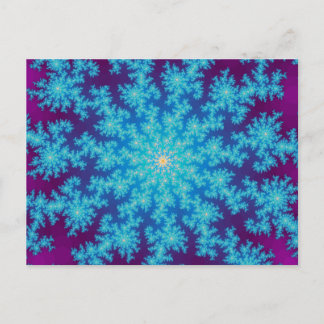 Snowflake Fractal Aqua Blue Vykort